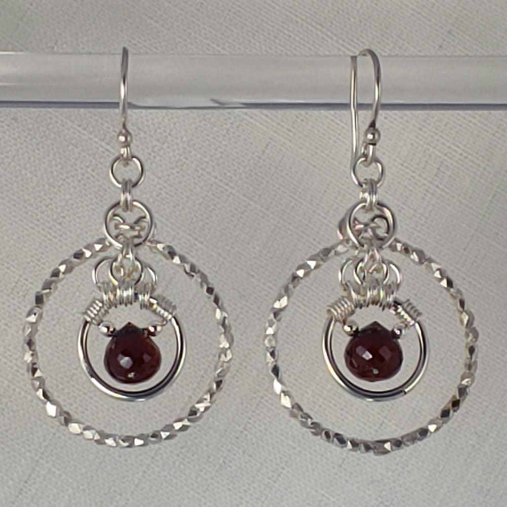 Sterling and Garnet Drop Earrings, photo 2