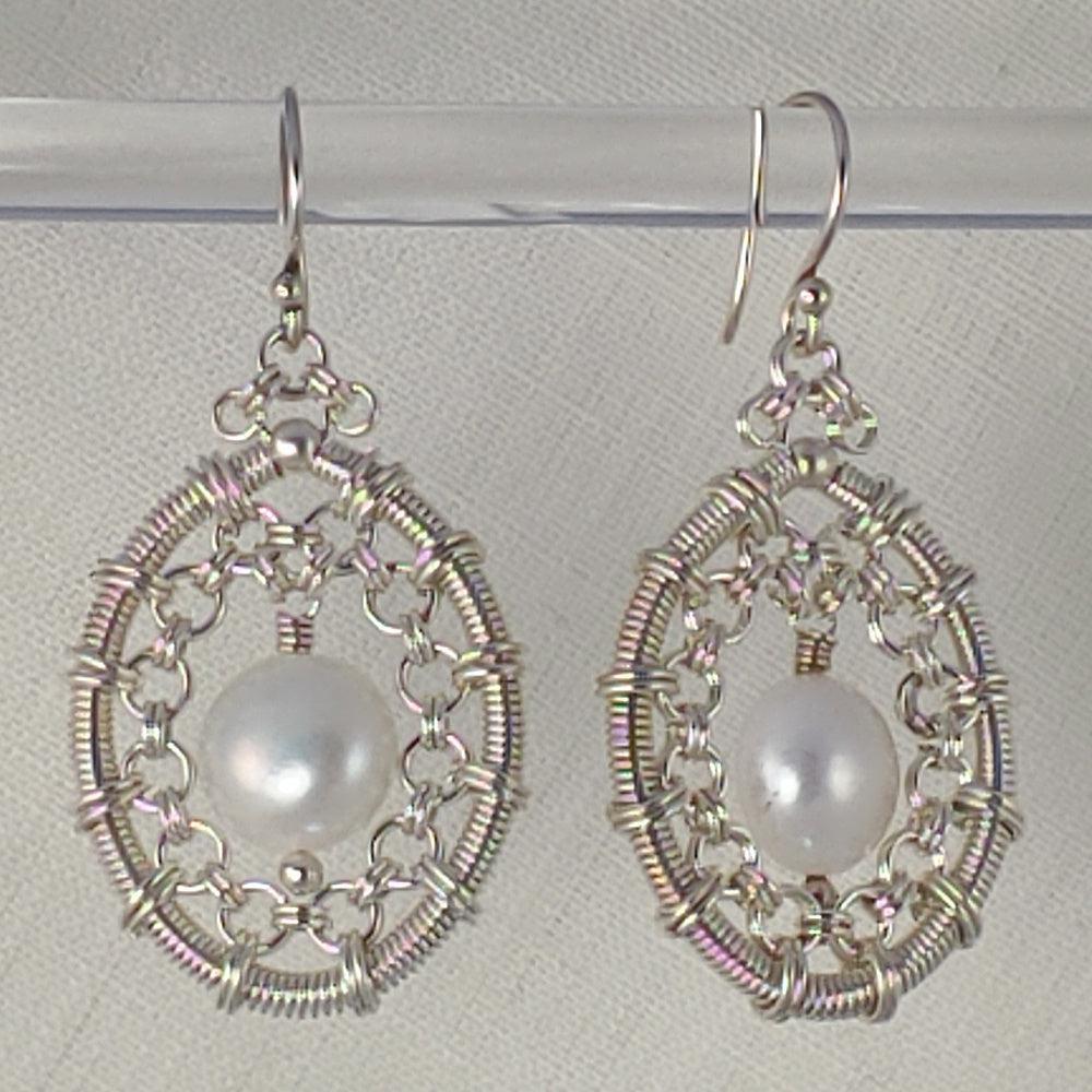 Sterling and Pearl Earrings, photo 2