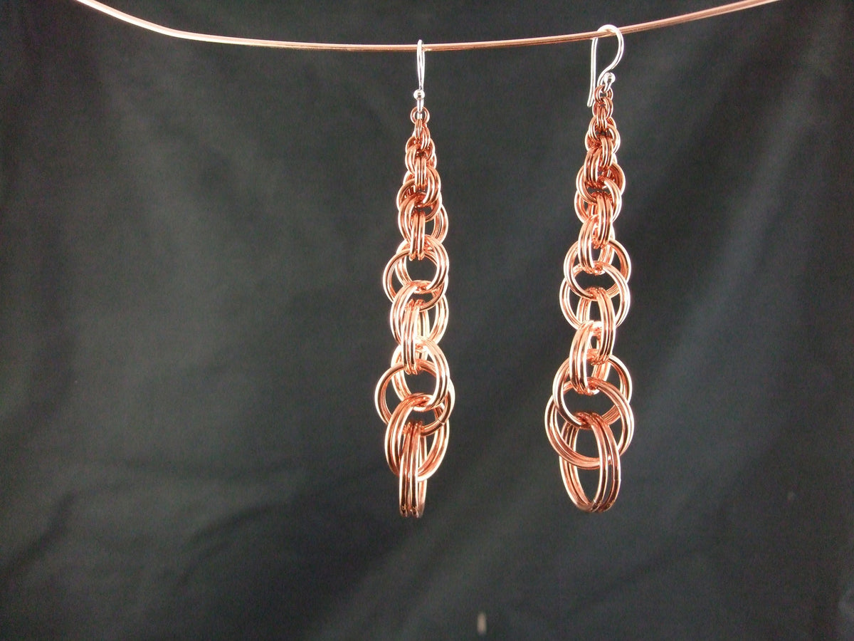 Graduated Double Spiral earrings kit, finished copper earrings
