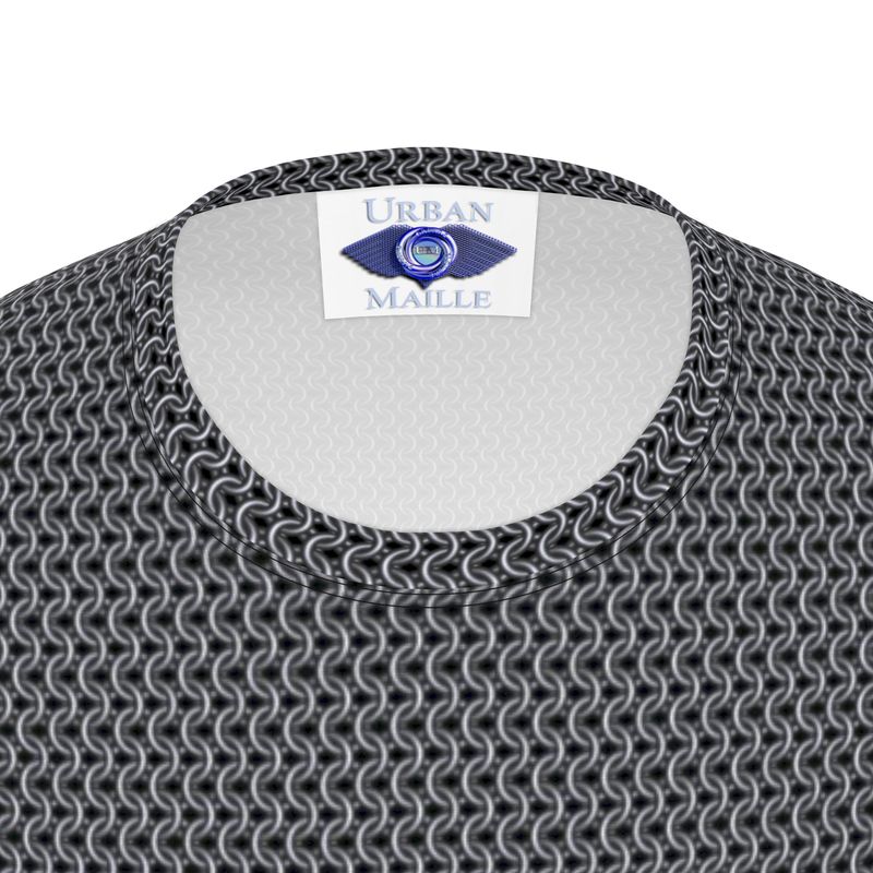 Men's Long Sleeve Cotton Tee - Chainmaille Print Knight Costume