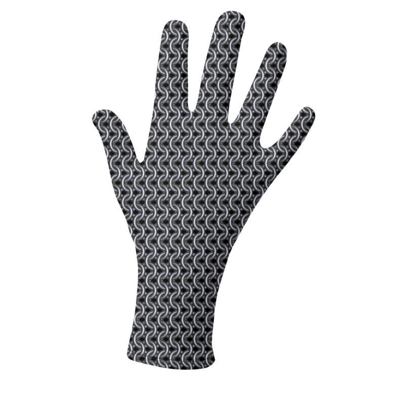 Lycra Gloves - Chainmaille Print Knight Costume