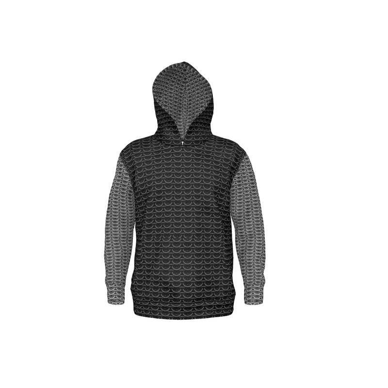 Hoodie in Black Maille with Grey Maille