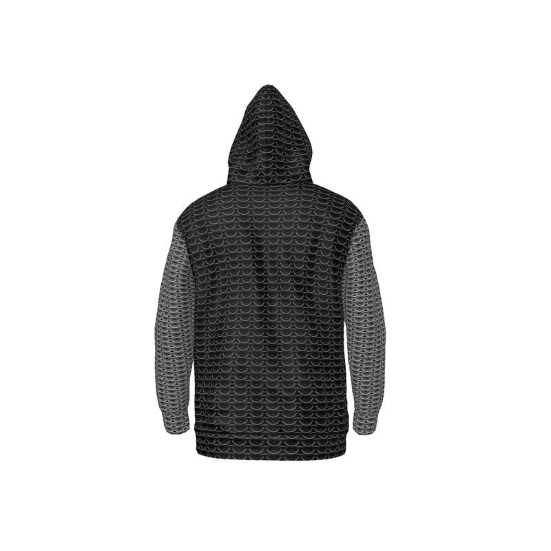 Hoodie in Black Maille with Grey Maille