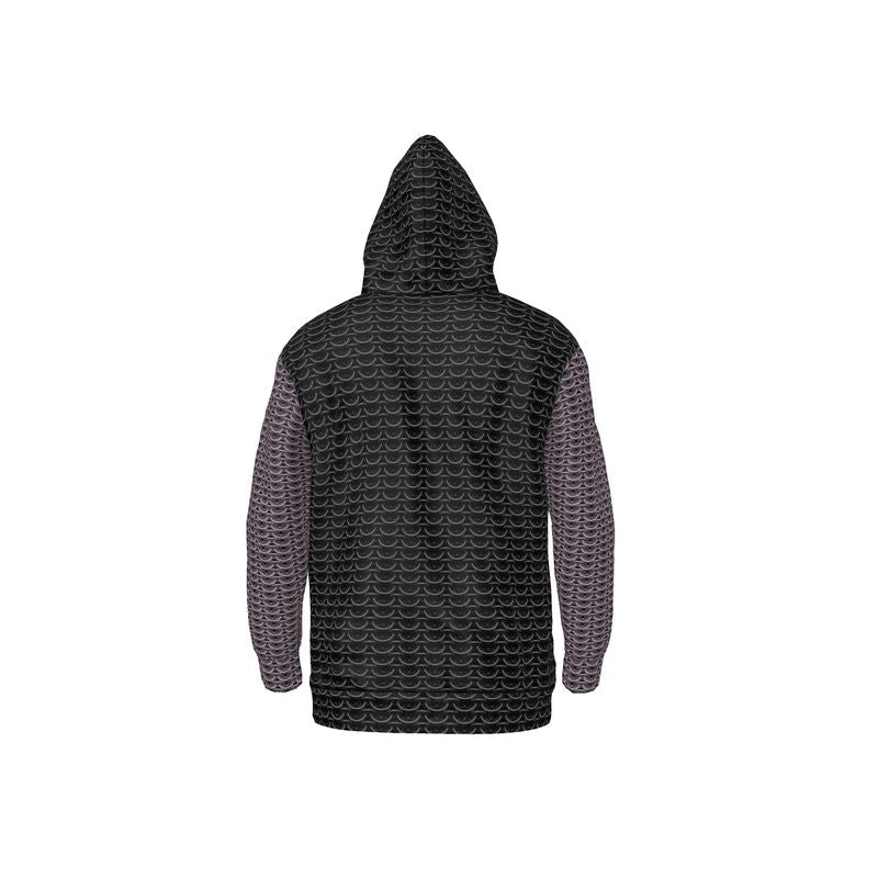 Hoodie in Black Maille with Tarnished Silver Maille