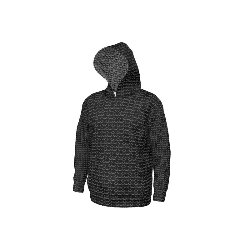 Hoodie in Black Maille with Grey Maille Lining