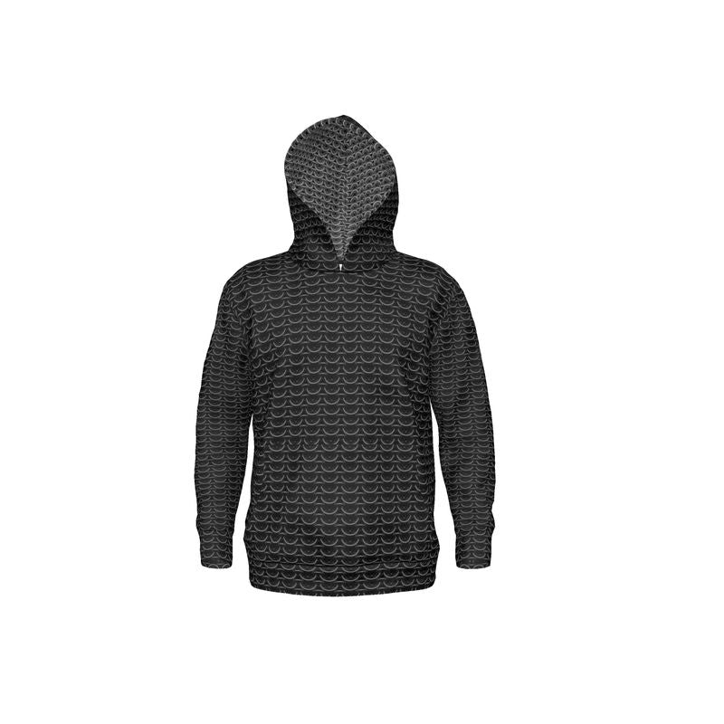 Hoodie in Black Maille with Grey Maille Lining