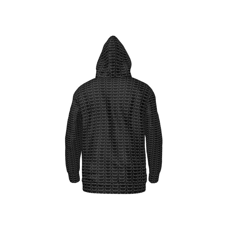 Hoodie in Black Maille with Tarnished Silver Maille Lining