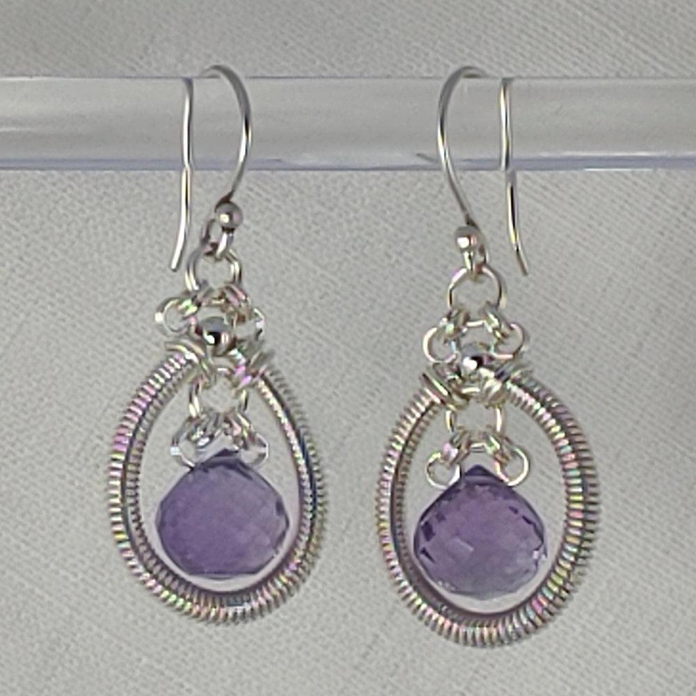 Sterling and Amethyst Drop Earrings