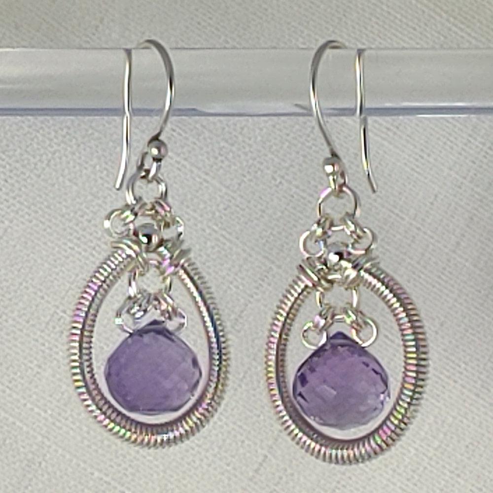 Sterling and Amethyst Drop Earrings