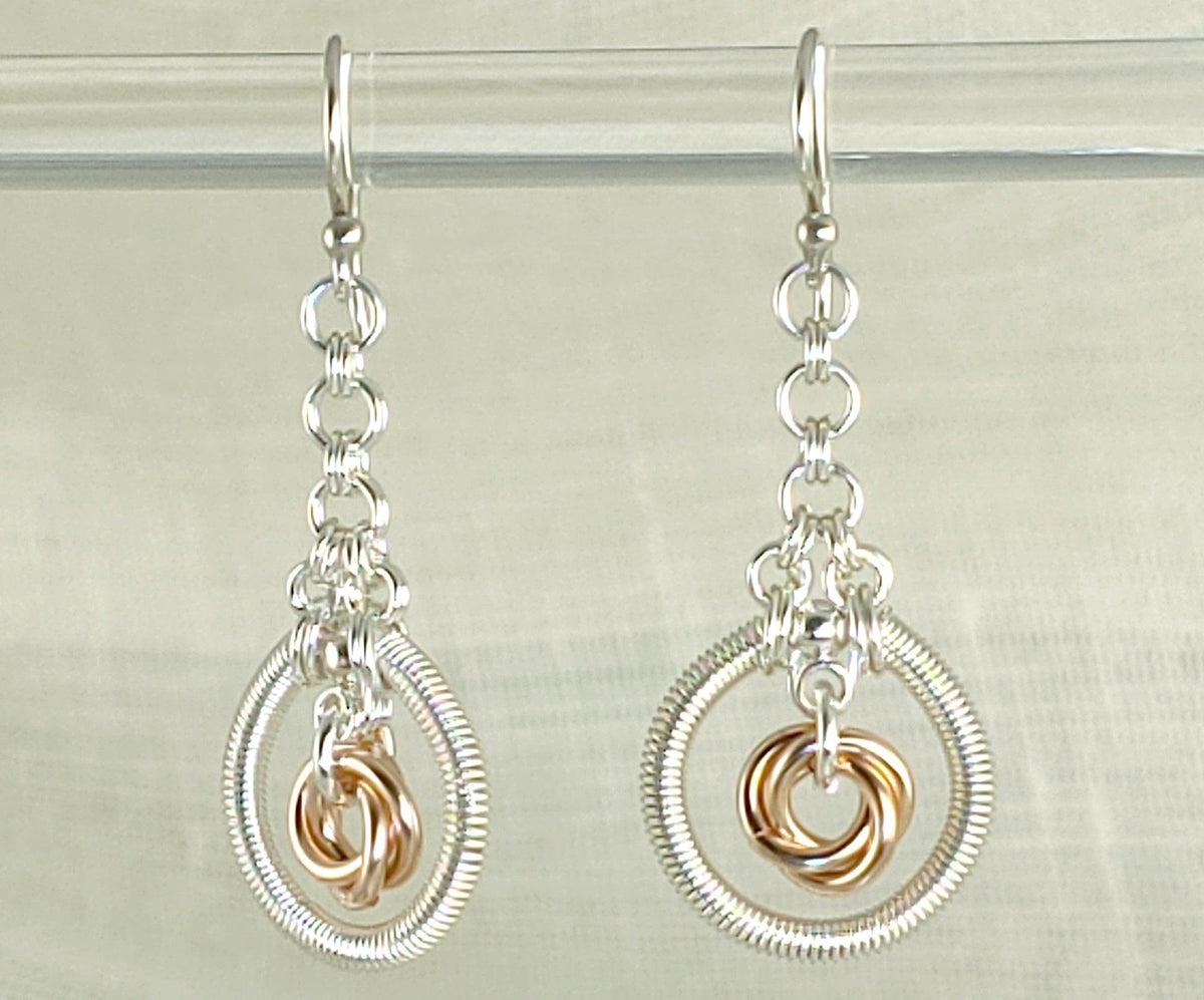 18K Rose Gold and Sterling Earrings