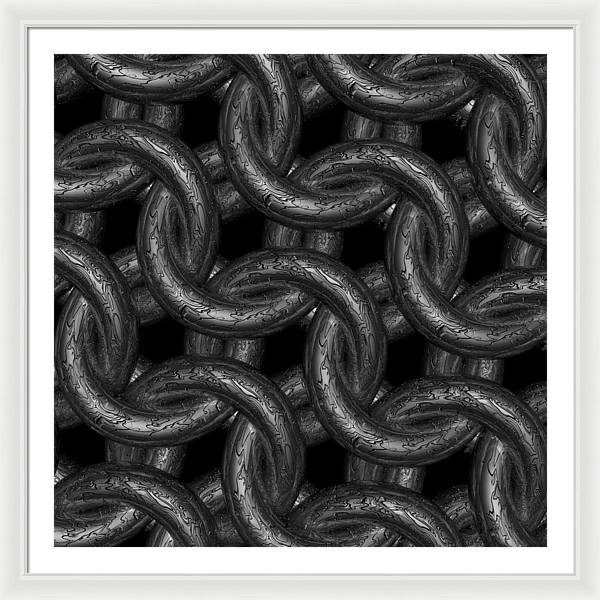 Black Etched Maille Framed Print