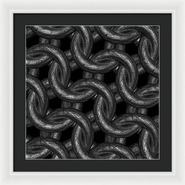 Black Etched Maille Framed Print