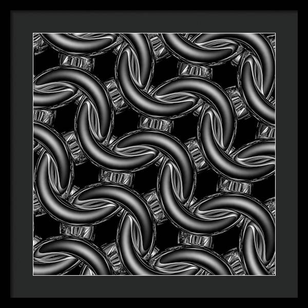 Black Glass Maille Framed Print