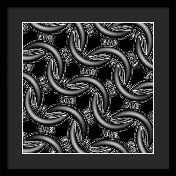 Black Glass Maille Framed Print