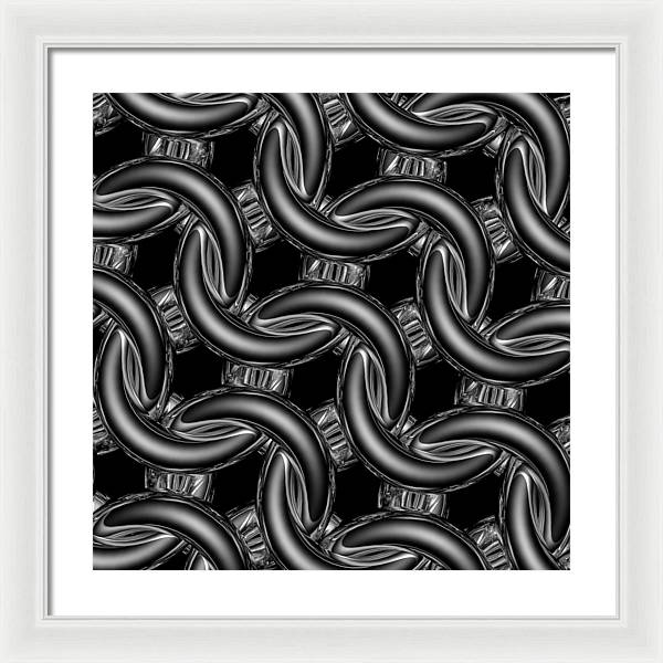 Black Glass Maille Framed Print