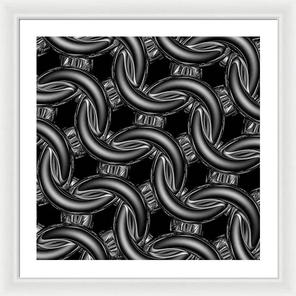 Black Glass Maille Framed Print