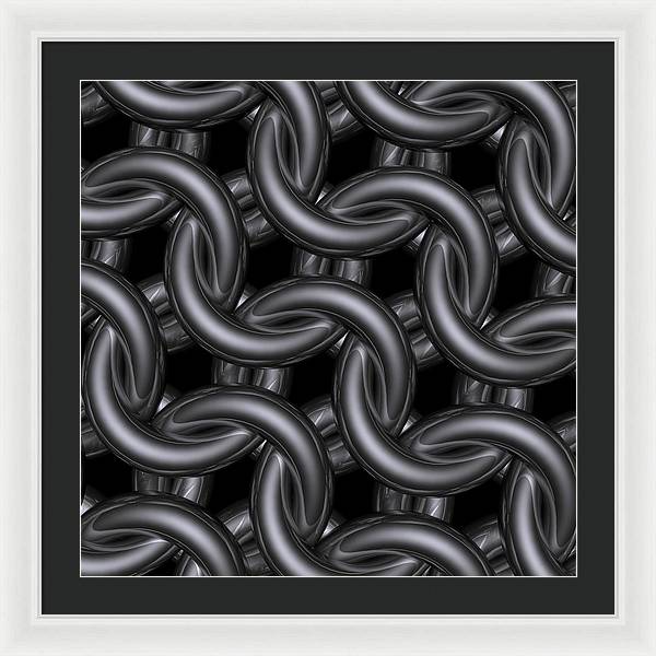 Black Silver Maille Framed Print