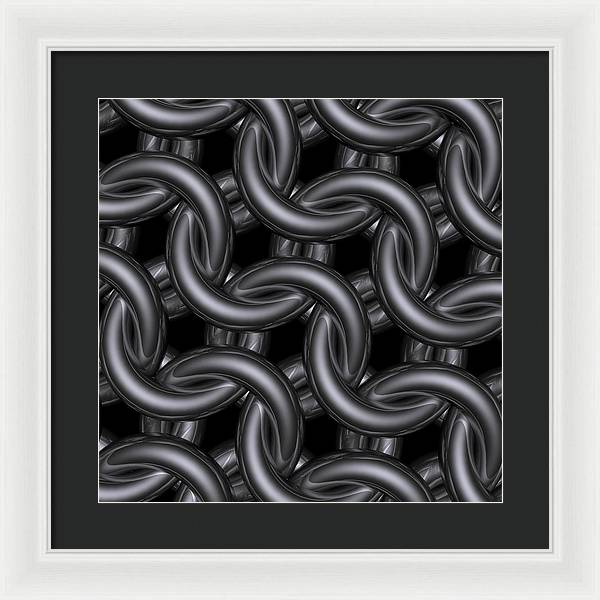 Black Silver Maille Framed Print
