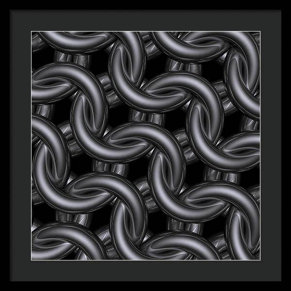 Black Silver Maille Framed Print