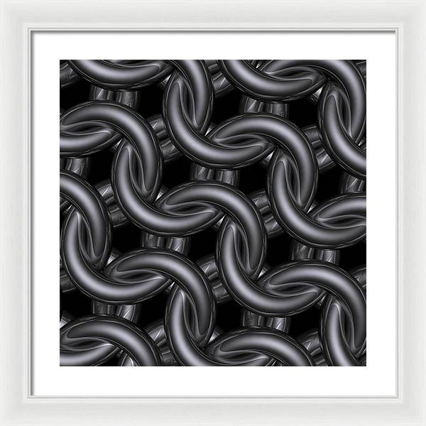 Black Silver Maille Framed Print