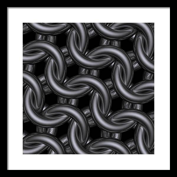 Black Silver Maille Framed Print