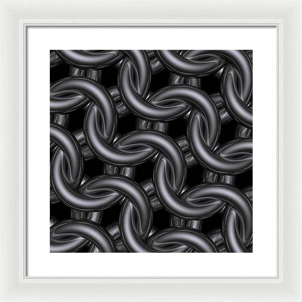 Black Silver Maille Framed Print