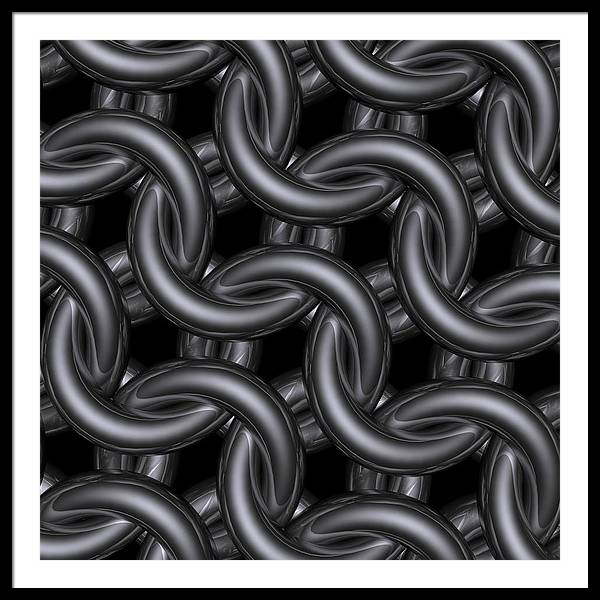 Black Silver Maille Framed Print