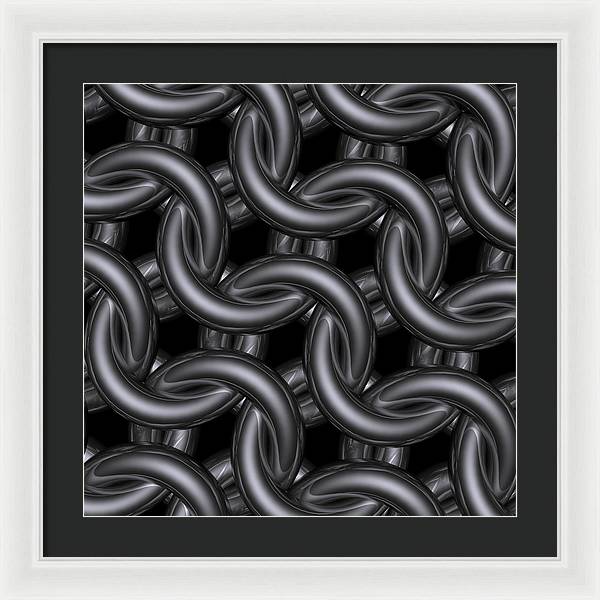 Black Silver Maille Framed Print
