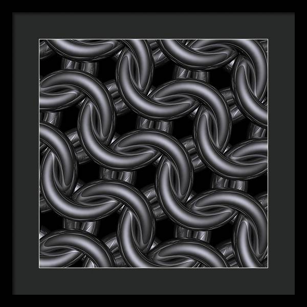 Black Silver Maille Framed Print