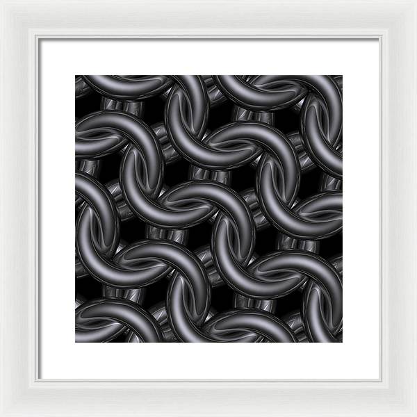 Black Silver Maille Framed Print