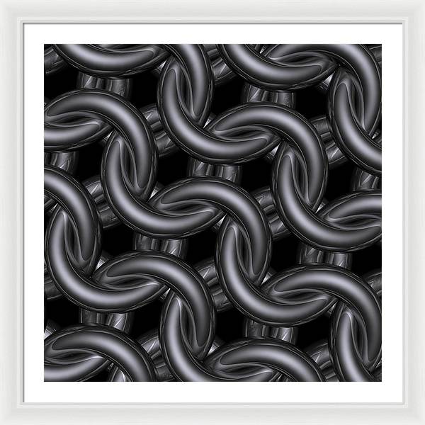 Black Silver Maille Framed Print