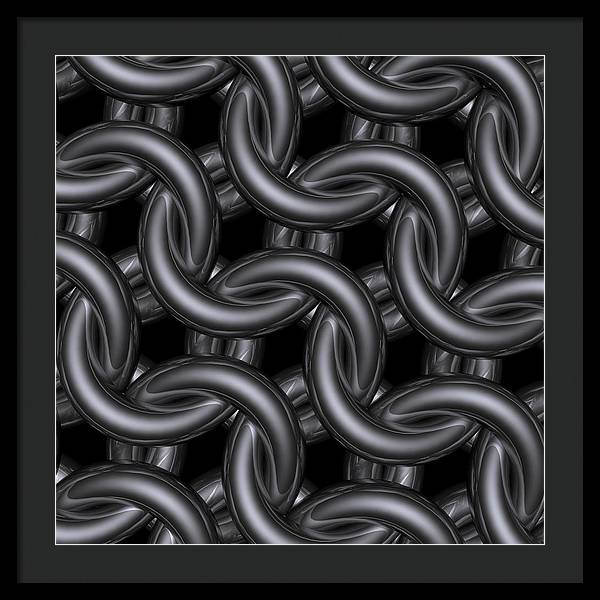 Black Silver Maille Framed Print