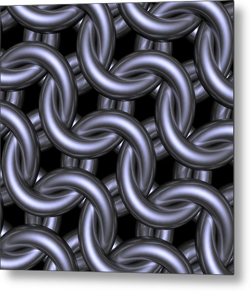 Black Steel Maille Metal Print