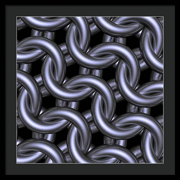 Black Steel Maille Framed Print