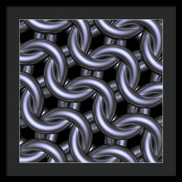 Black Steel Maille Framed Print