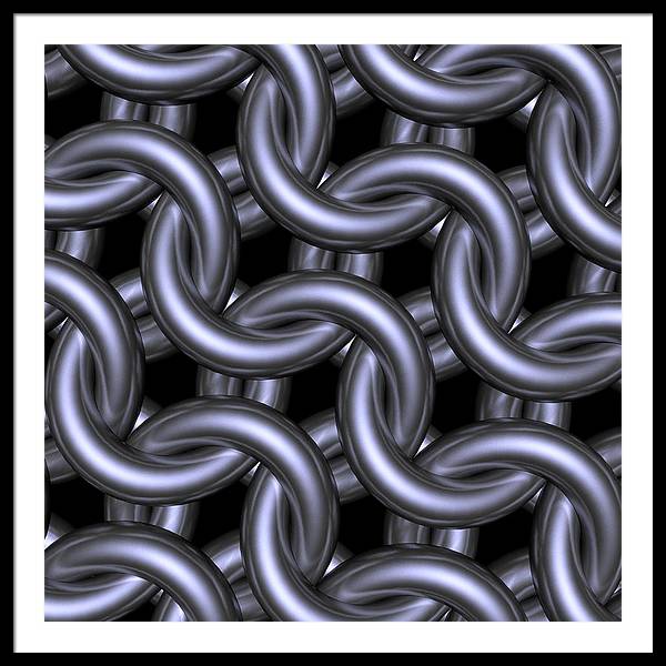 Black Steel Maille Framed Print