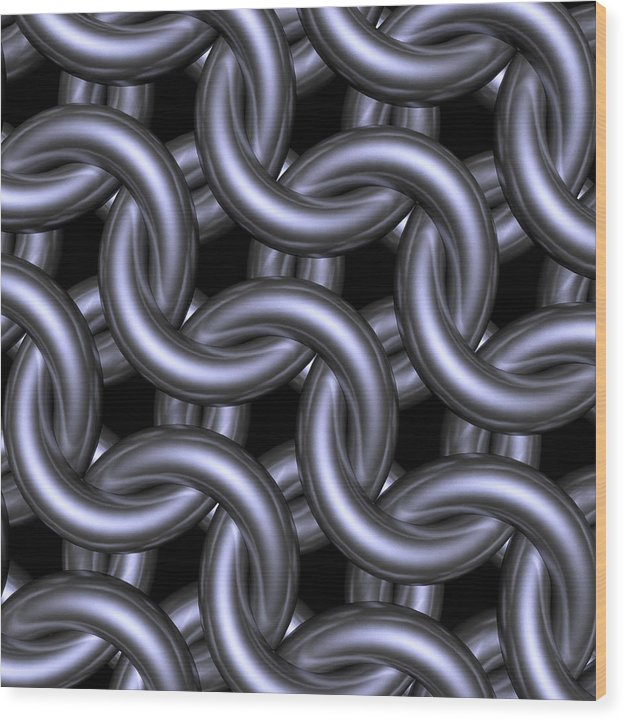 Black Steel Maille Wood Print