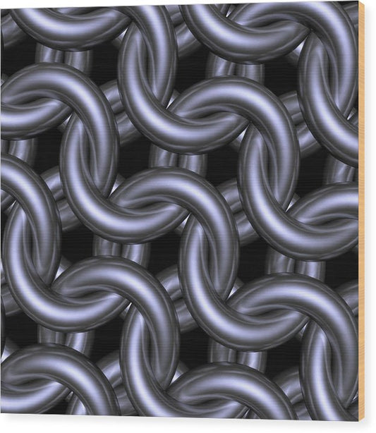 Black Steel Maille Wood Print
