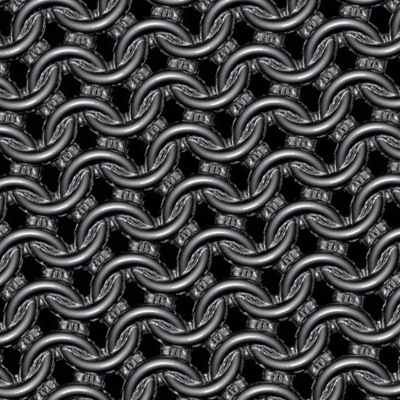 Dark Shiny Steel Chainmaille Print Men’s Cotton Crew Neck T-Shirt