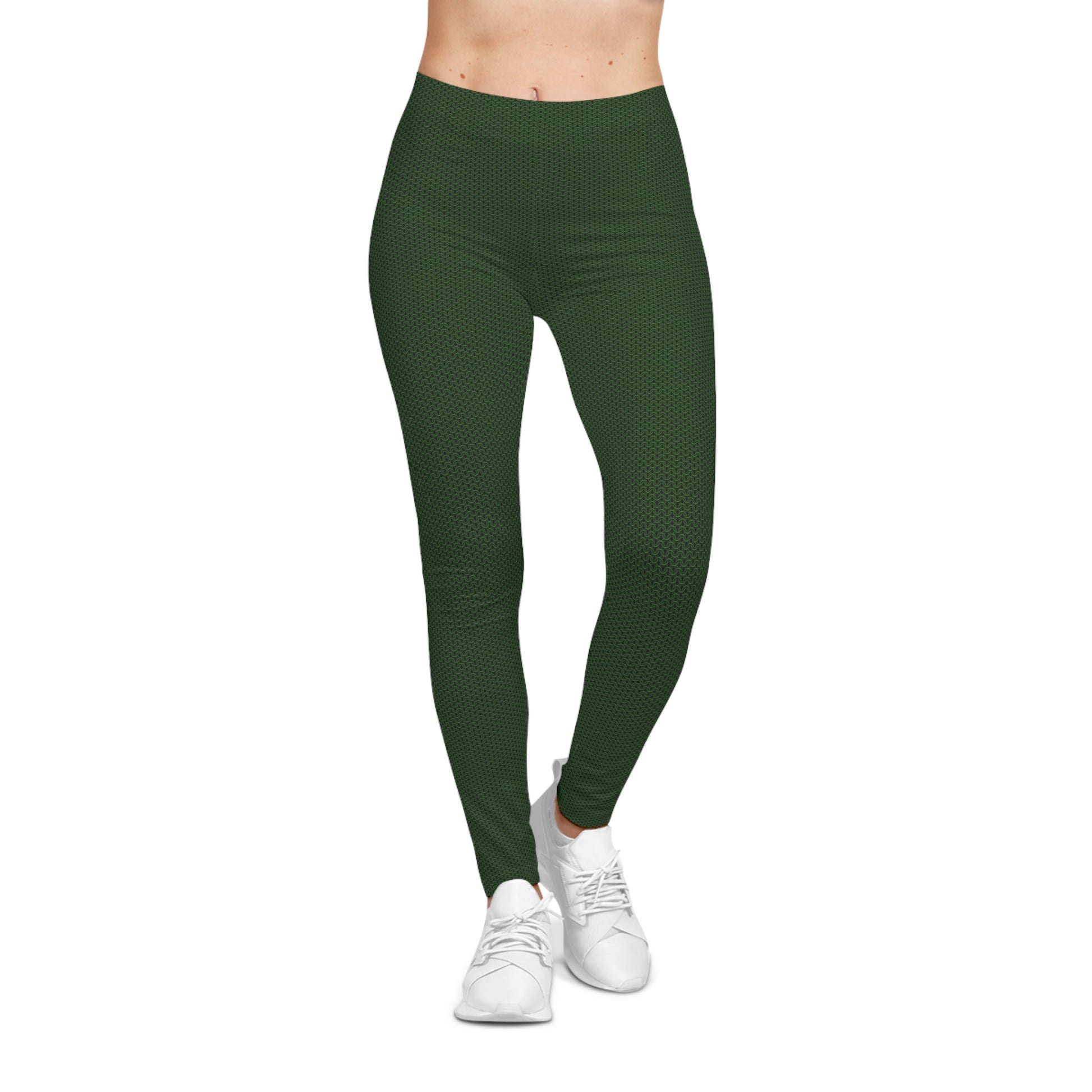 Front view of Verdant Green Matte Metal Chainmaille Leggings by Urban Maille