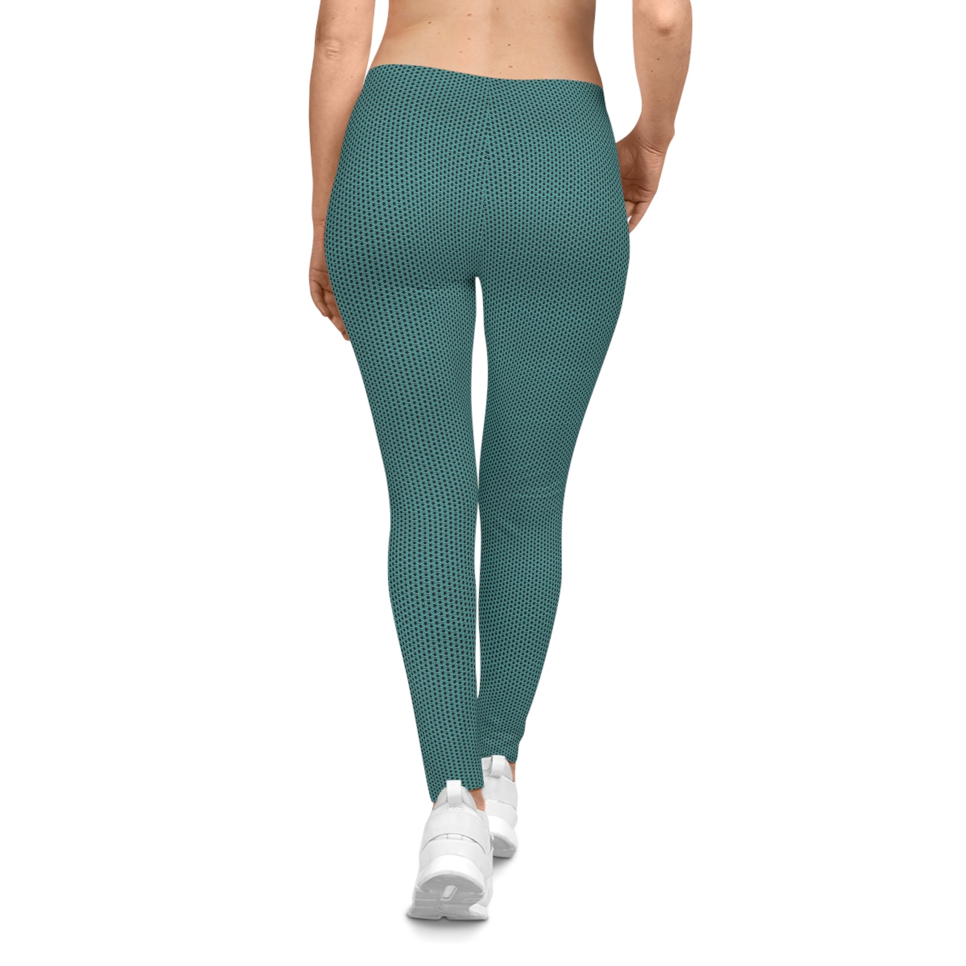 Back view of Sea Green Shiny Metal Chainmaille Leggings by Urban Maille