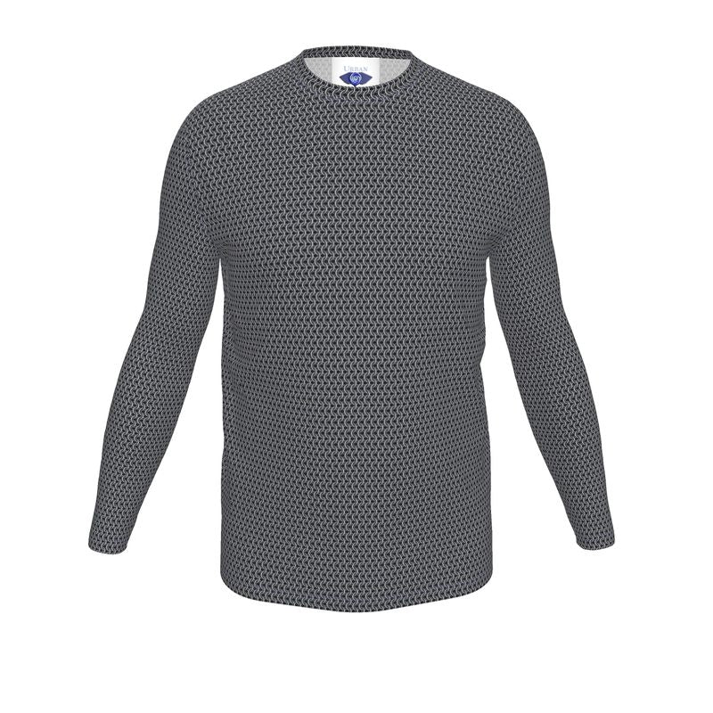 Men's Long Sleeve Cotton Tee with Chainmaille Print
