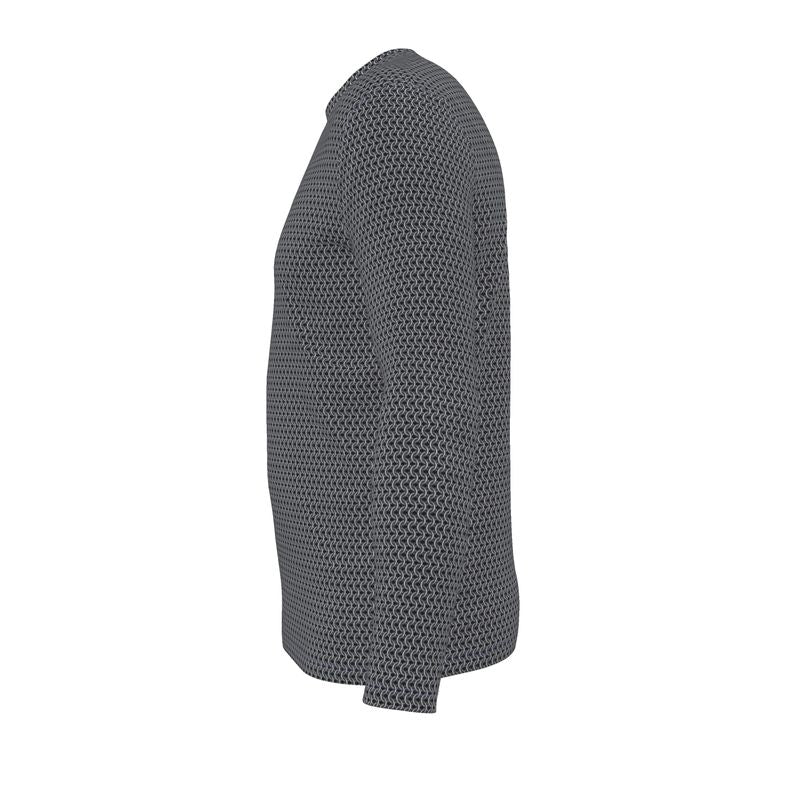 Men's Long Sleeve Cotton Tee with Chainmaille Print