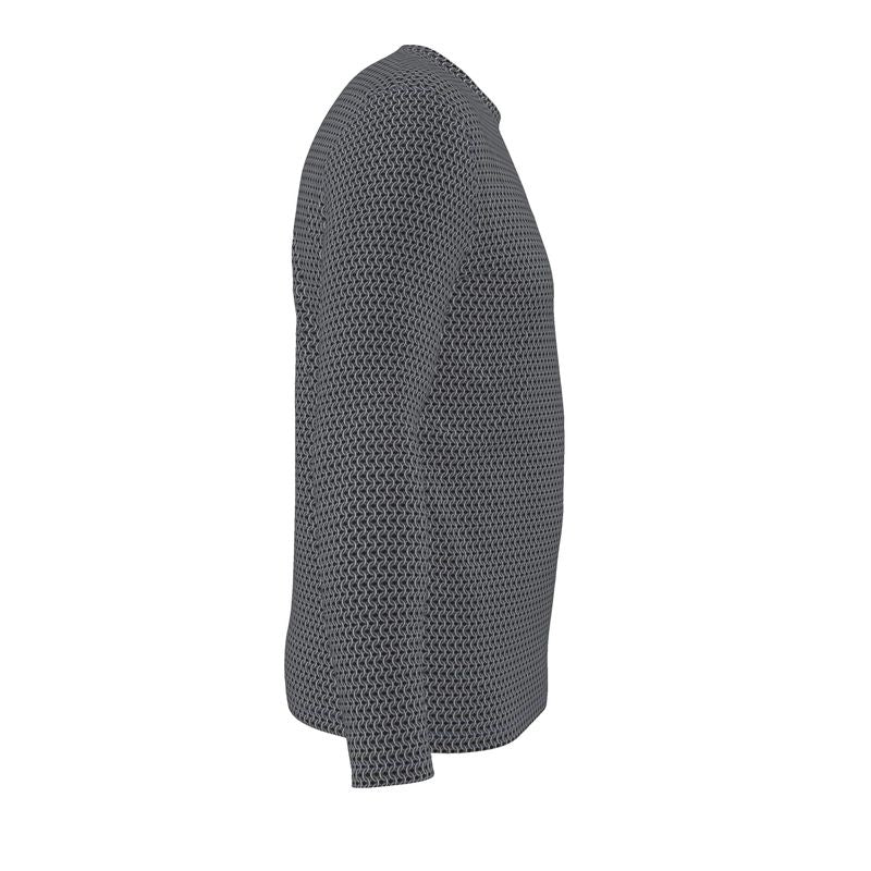 Men's Long Sleeve Cotton Tee with Chainmaille Print