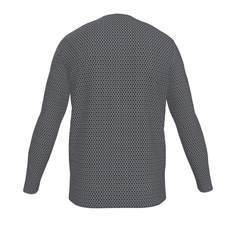 Men's Long Sleeve Cotton Tee with Chainmaille Print