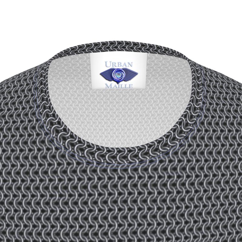 Men's Long Sleeve Cotton Tee with Chainmaille Print