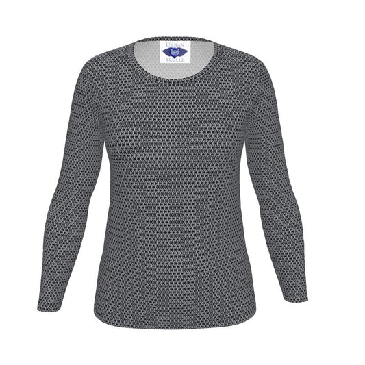 Women's Long Sleeved Cotton Tee with Chainmaille Print