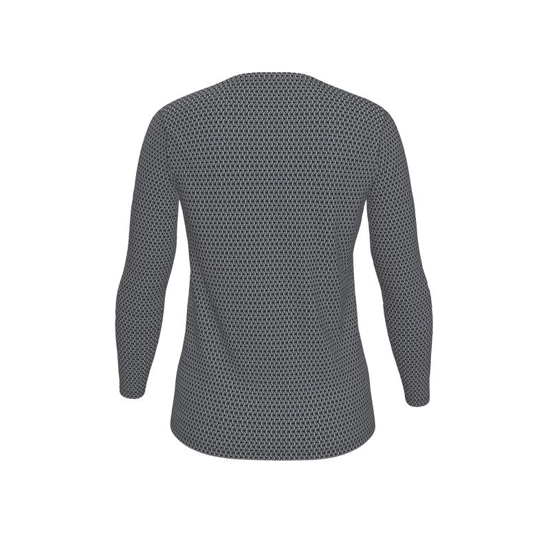 Women's Long Sleeved Cotton Tee with Chainmaille Print
