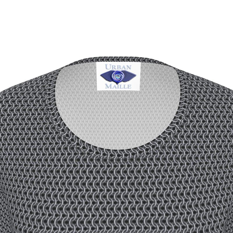 Women's Long Sleeved Cotton Tee with Chainmaille Print