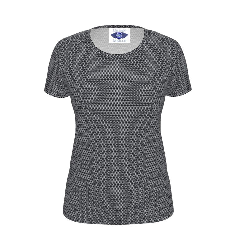 Women's Short Sleeve Cotton Tee with Chainmaille Print